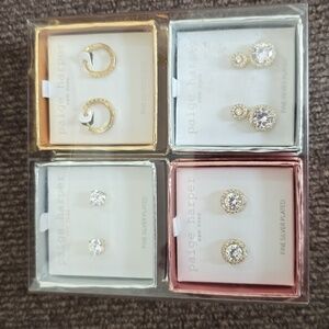 4 PAIR:  $75 VALUE PAIGE HARPER SET OF 4 PAIRS OF EARRINGS FINE SILVER PLATED